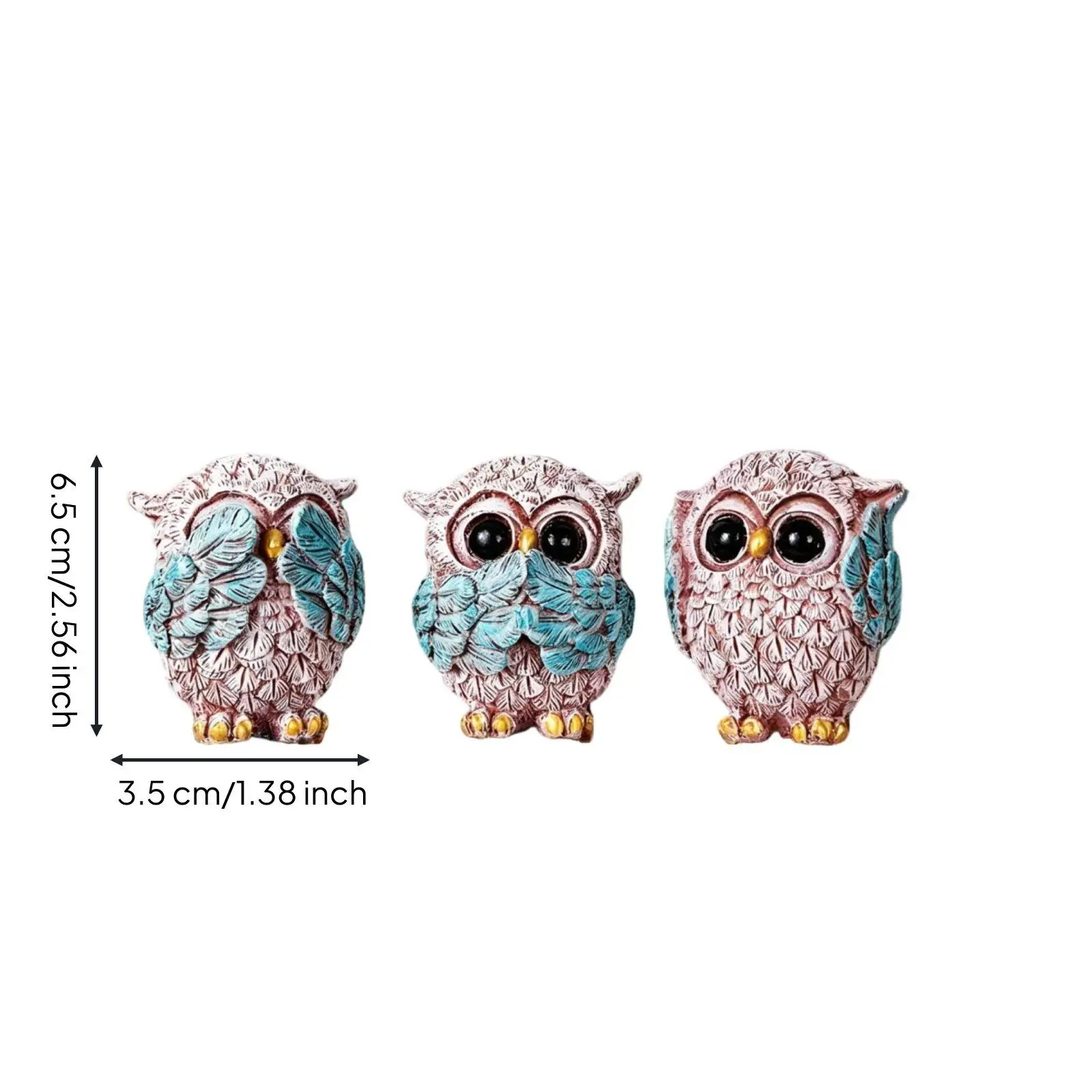 3 Pieces Three Owl Ornaments Nordic Resin Owl Statue Expressive Design Table