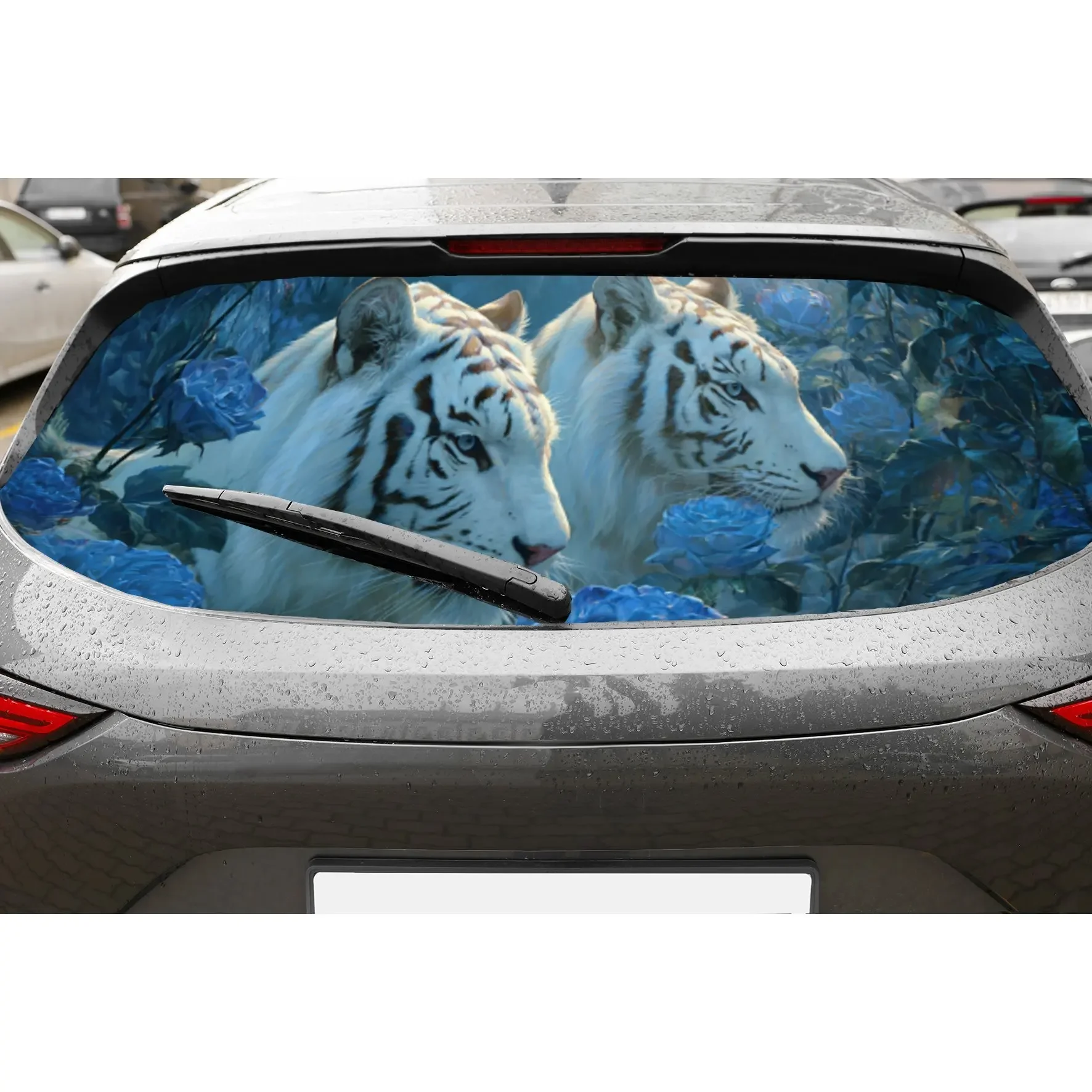 

Mystical White Tiger Pair Car Rear Window Sticker, Auto Protection Vinyl Wraps Decal, Waterproof Self-adhesive and Anti-scratch