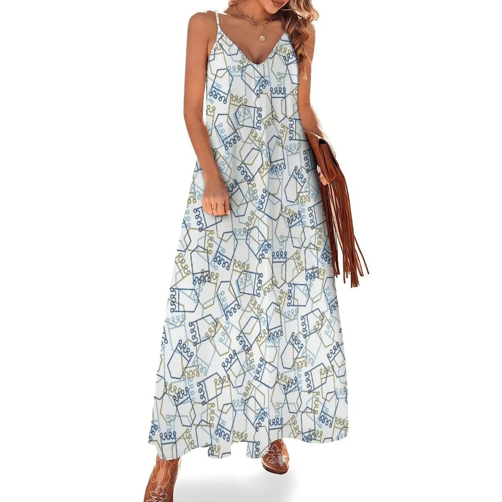 

Royals Shield Pattern, White Background Sleeveless Dress sexy dress for women summer dresses womens 2025