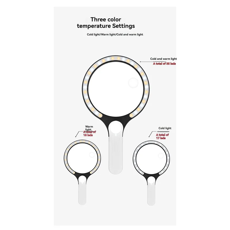 ABAE-20X Professional Handheld Magnifying Glass Rechargeable Reading Lens 34 LED Light For Reading Magnifying Glass Jewelry