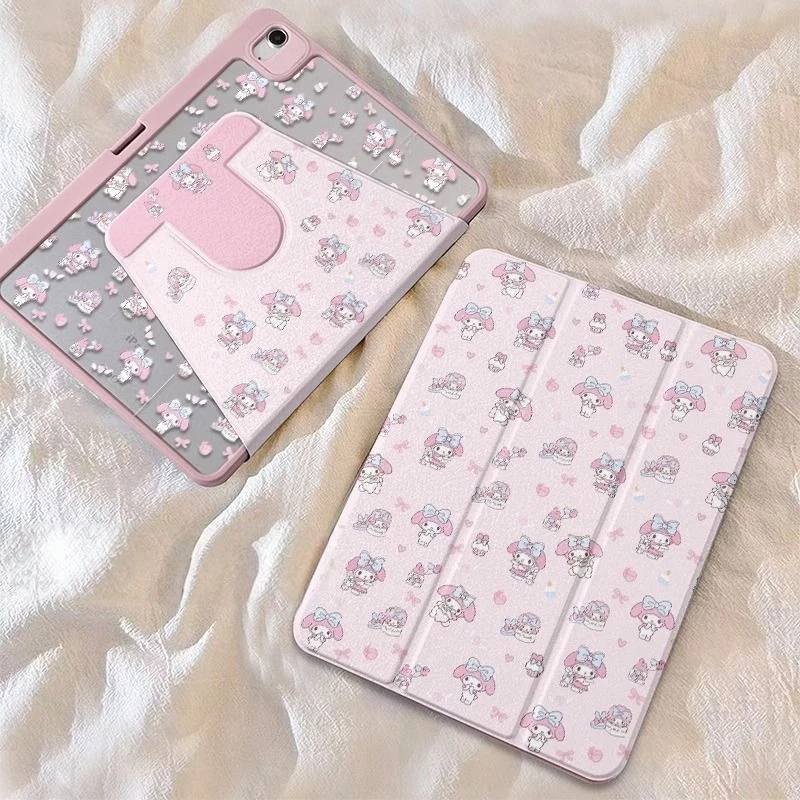 

Sanrio New Cartoon Flip Ipad Protective Case Melody 11Inch Rotating Flat Shell Apple Nine Generation Anti Fall Protection Shell