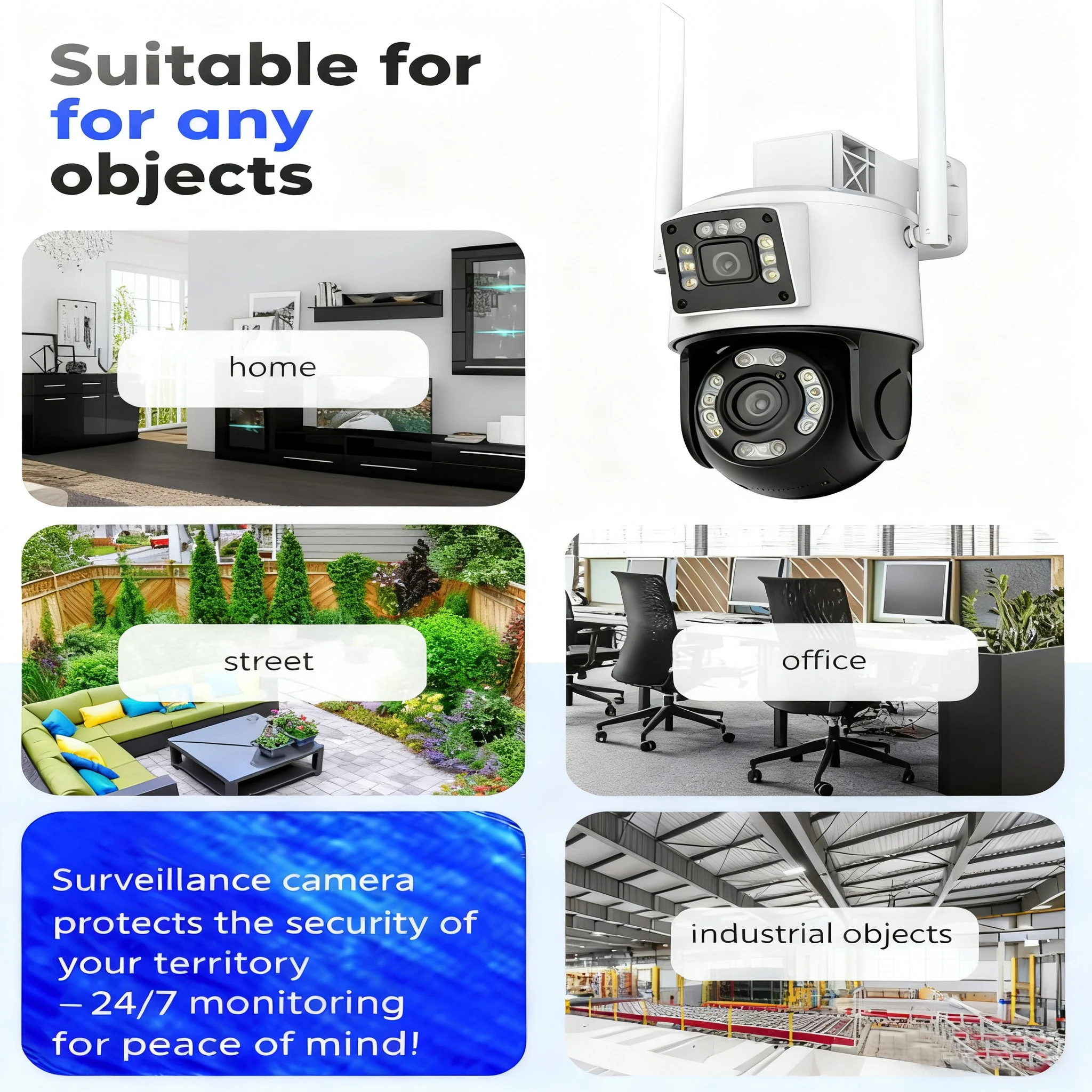 M617 5MP Dual Lens WiFi Surveillance Camera-ONVIF Protocol IP66 Waterproof  AI Detection 2-Way Audio Outdoor Security Cam