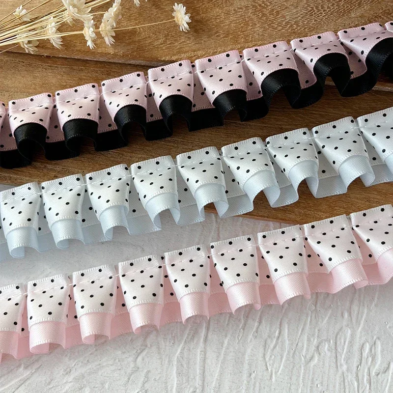 High Grade Pleated Lace Ribbon Trim Diy Hair Badge Card Holder Notebook Decoration Sewing Garment Dress Hem Accessories