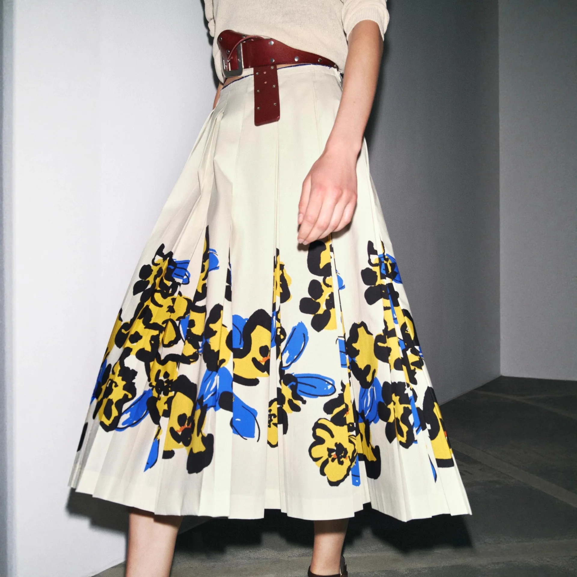 High Waist Wide Pleat Long Skirt Printed f Body Summer New Arrival Women's Organic Cotton A-Line Midi Skirt 2025