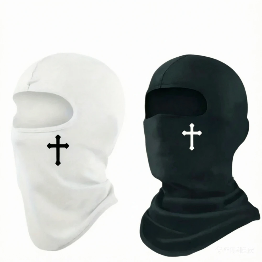 Breathable Black Cross Balaclava Caps for Men Face Ski Mask Beanie Four Seasons Bicycle Hiking Outdoor Sports Tool Bonnet