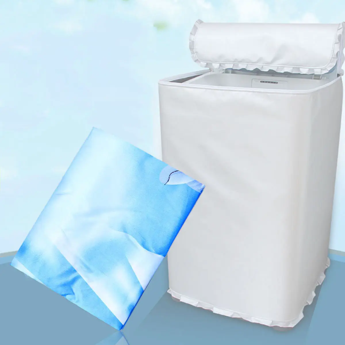

Washing Machine Cover Polyester Satin Cloth Waterproof Dustproof Slim Fit For Standard Washer Protector Case Washing