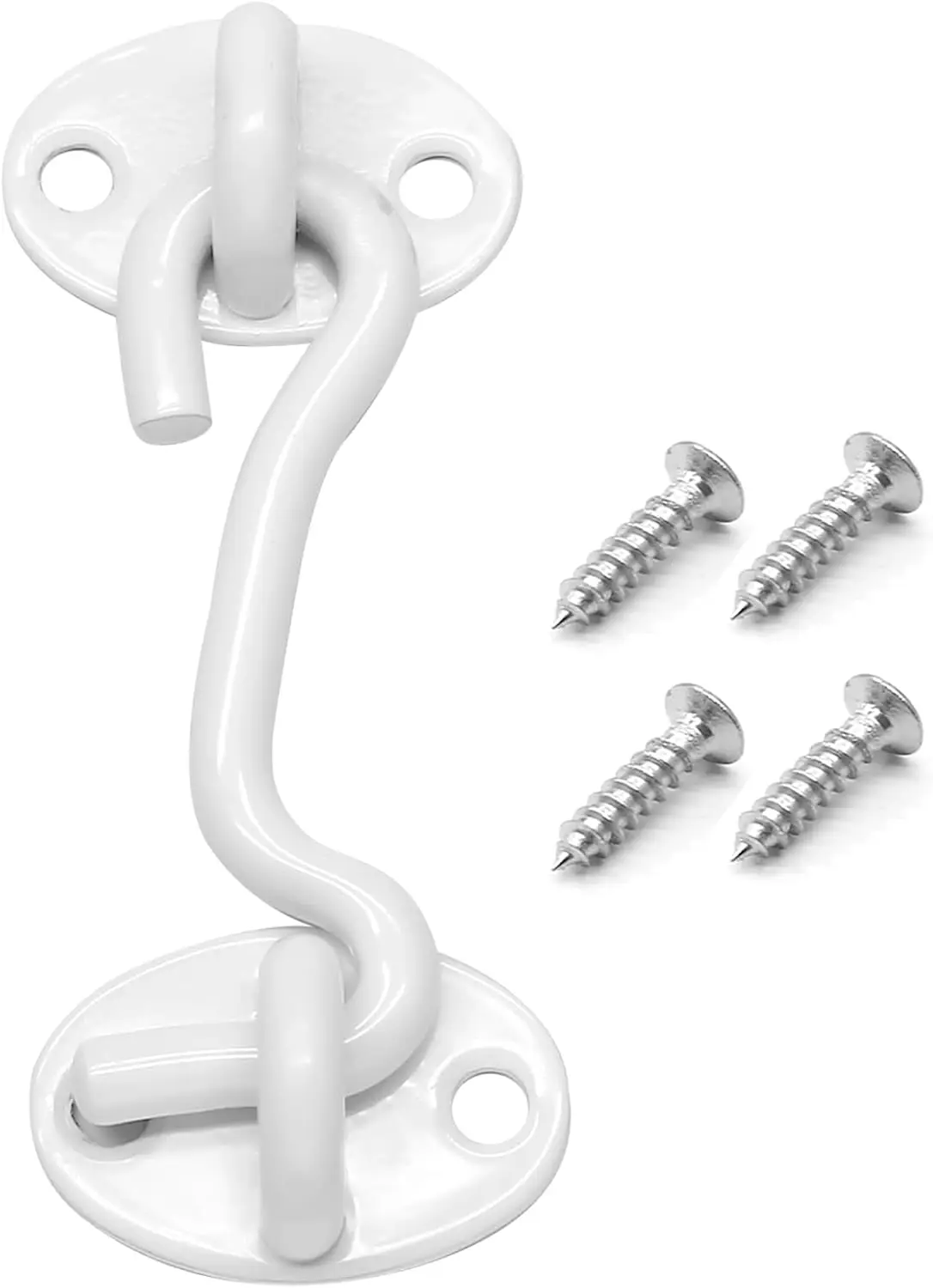 Loquet robuste à crochet et œillet, Serrure de porte blanche pour l'intimité, Loquet de portail en acier inoxydable pour portes, fenêtres, abris, portails, clôtures, armoires