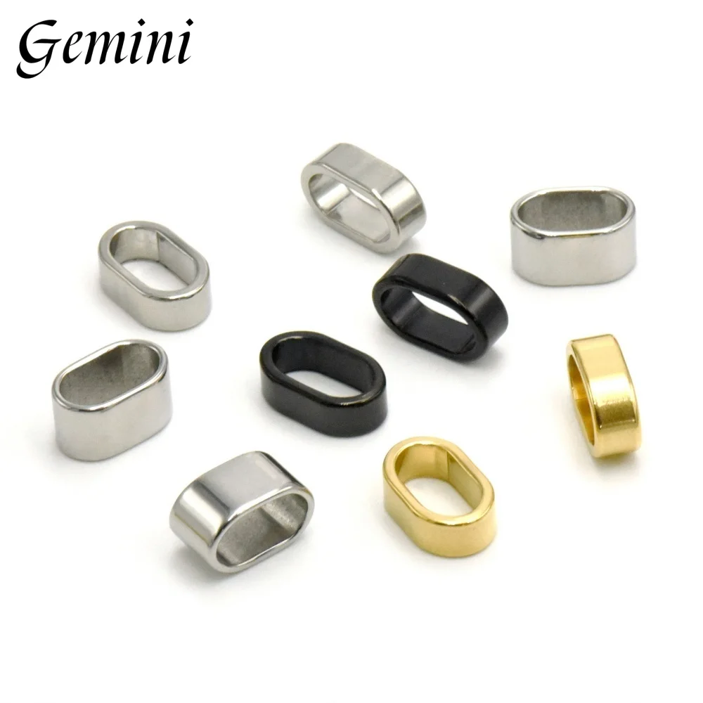 10pcs 316L 스테인레스 스틸 가죽 코드 비즈 12*6mm 가죽 팔찌에 대 한 더블 스페이서 비즈 DIY 쥬얼리 액세서리 만들기