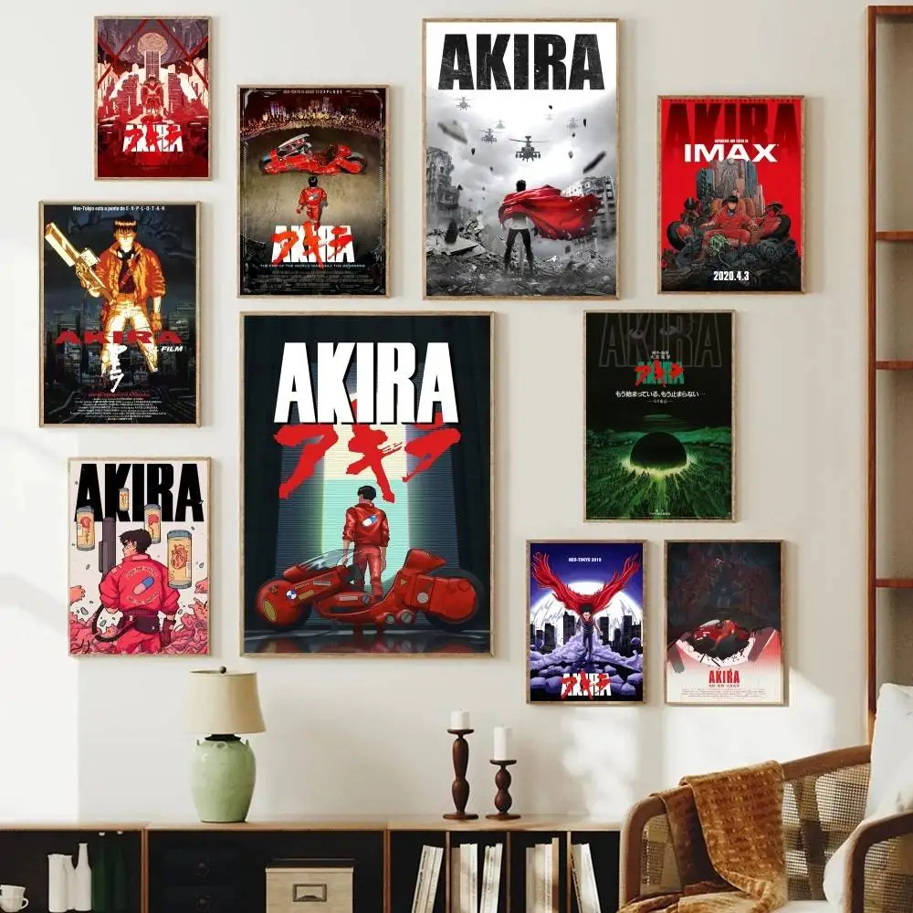 Akira Anime Paper Poster Retro Cyberpunk Kaneda Bike Character Wall Print Decor for Man Cave Gaming Room Otaku Gift
