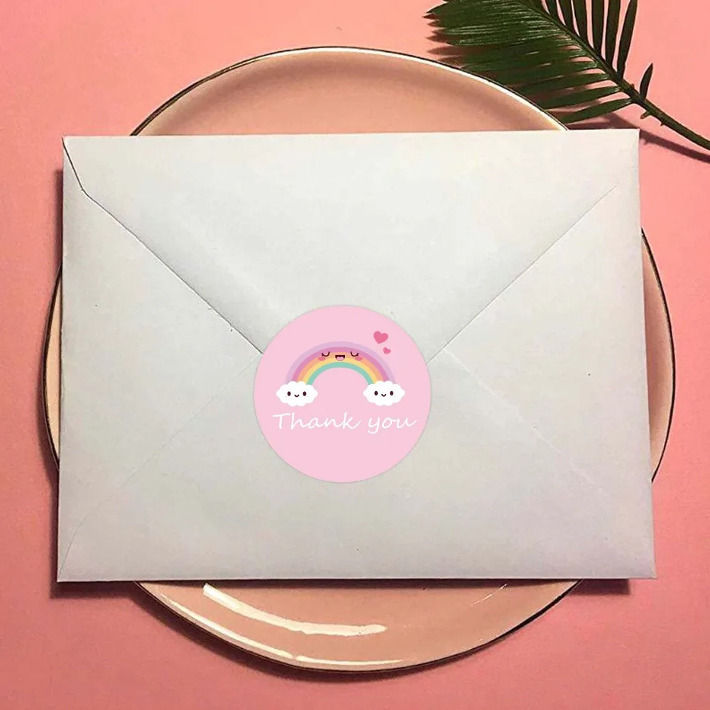 500 PCs/roll 1 inch Cute Rainbow Thank You Stickers for Gift Wrap, Envelope Closure, Small Business Office Supplies, Diy Decor