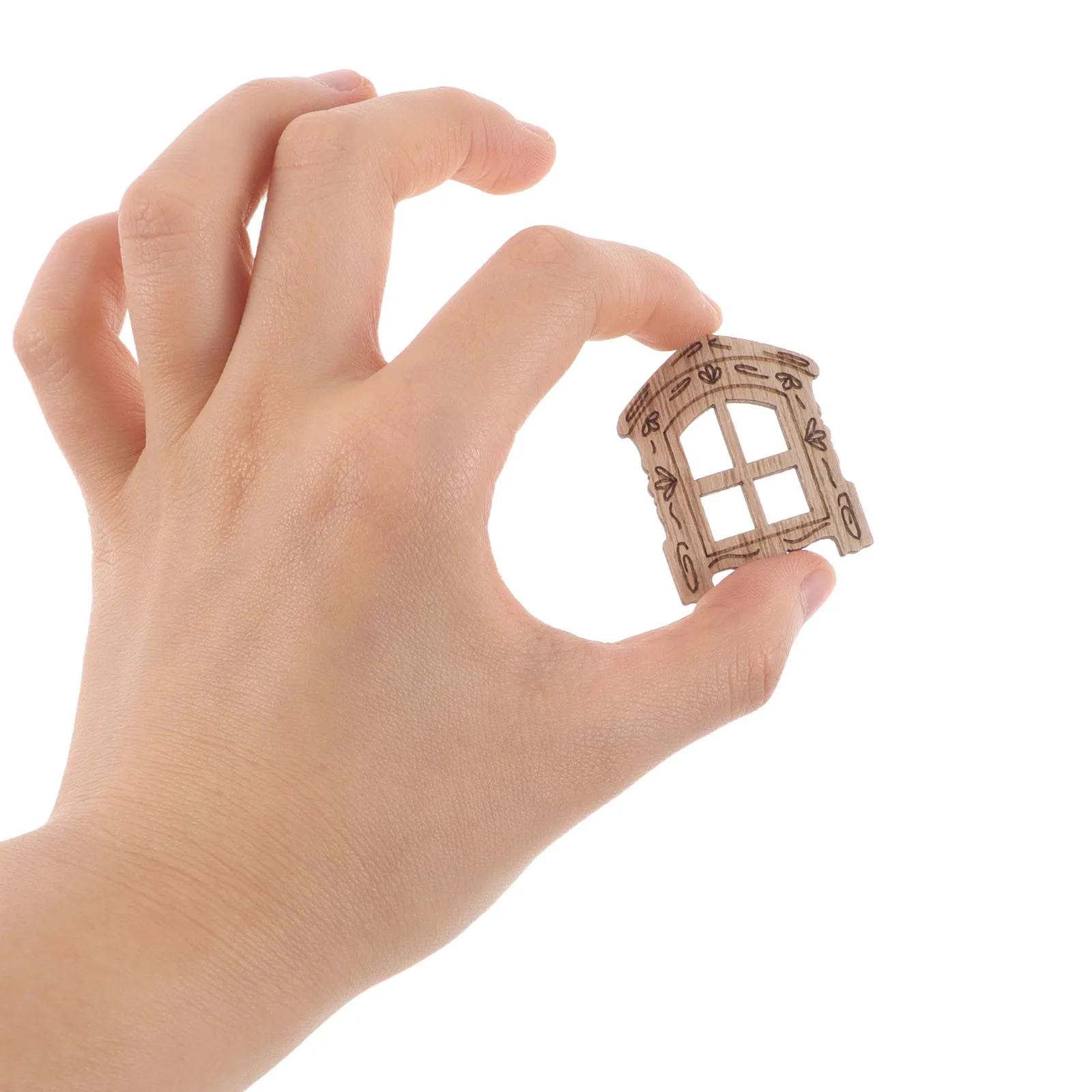 100-teiliges Miniatur-Feentür- und leeres Holzfenster-Set mit natürlichen, unbemalten Rahmen für DIY-Gartenzubehör, Feenhaus