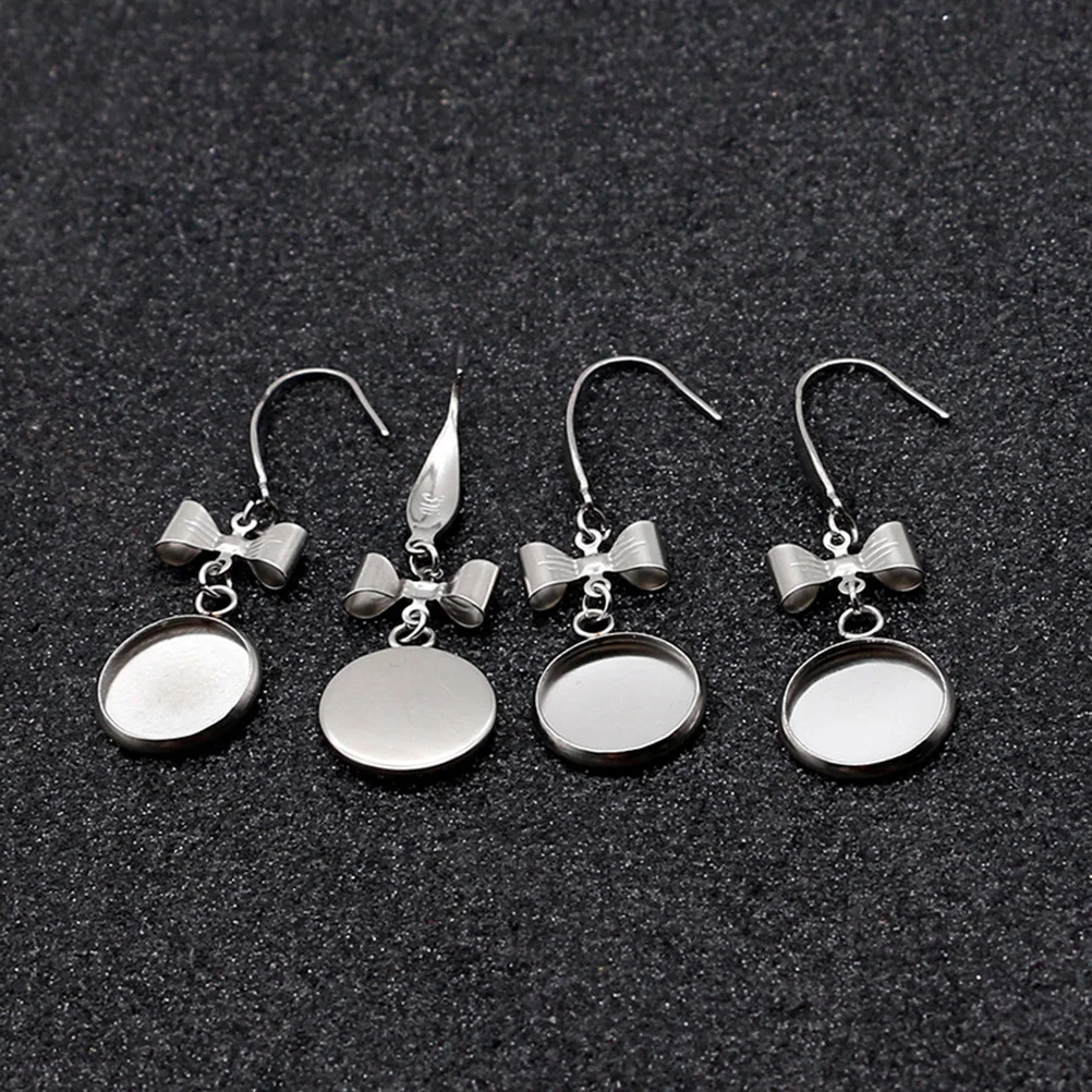 

20pcs Blanks Accessories Metal Tray Earring Hook Diy Jewelry Material Lightweight Durable Time Earring For Women Silver 8Mm