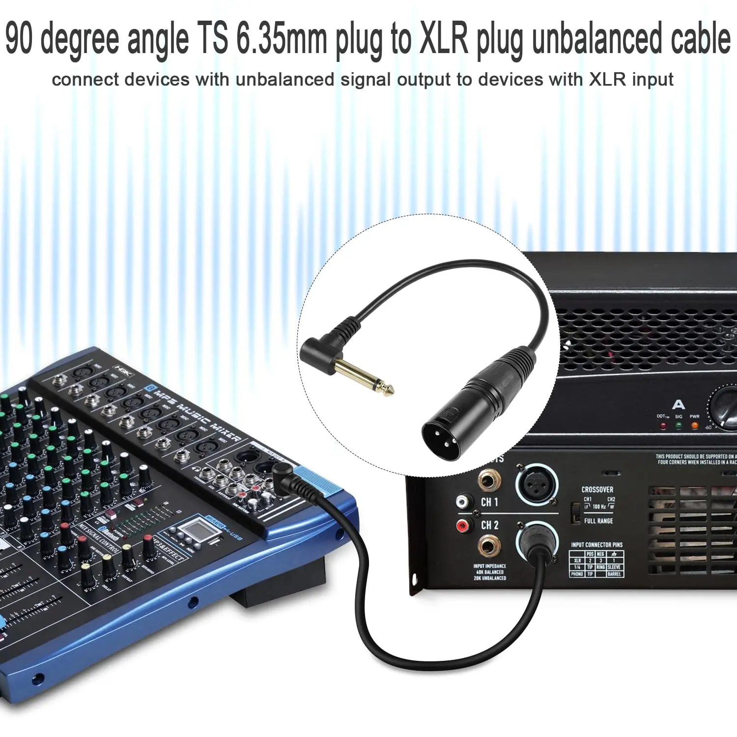 الزاوية اليمنى TS 6.35 مللي متر 1/4 "ذكر أحادي إلى XLR ذكر غير متوازن محول الصوت تمديد كابل لميكروفون مكبر صوت خلاط