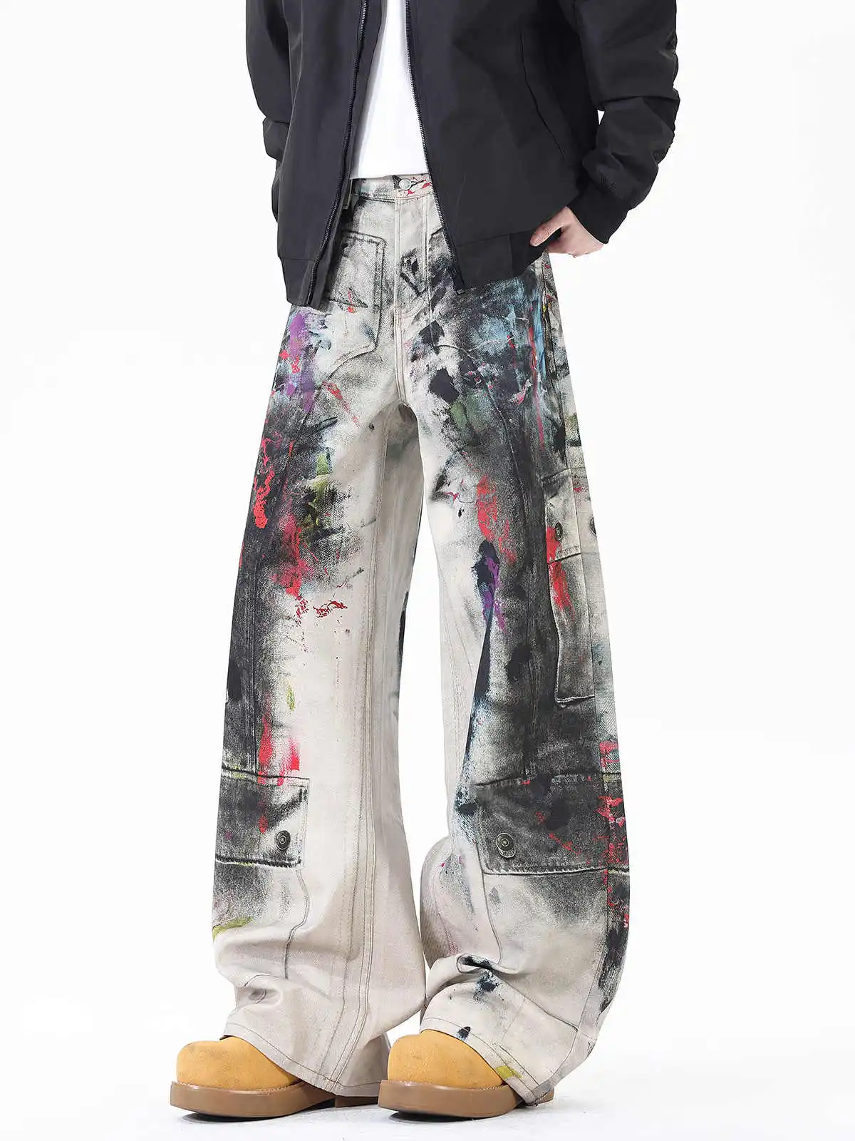 

Женские светло-серые мешковатые джинсы Y2k с граффити, винтажные джинсовые брюки в стиле Харадзюку, японский стиль 2000-х годов, джинсы-бойфренды в стиле хип-хоп, брюки 2025