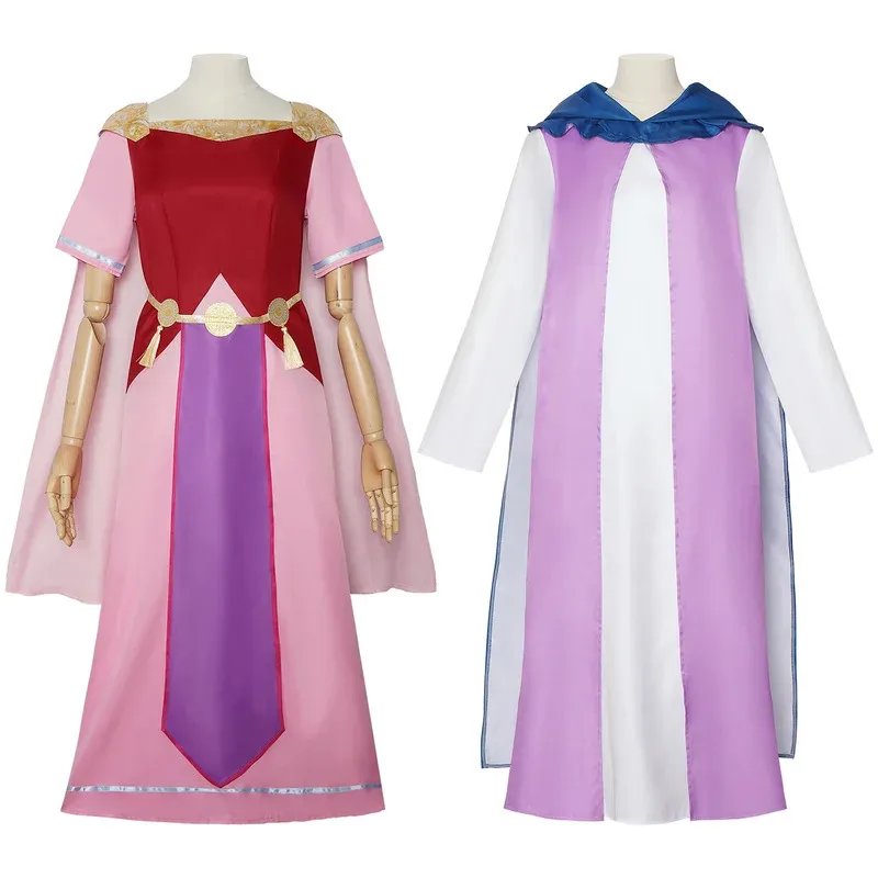 25COSPink فستان الأميرة تأثيري زيلدا زي شعر مستعار لعبة صدى الحكمة النساء فستان عباءة الزي هالوين عيد الميلاد المرحلة التكلفة