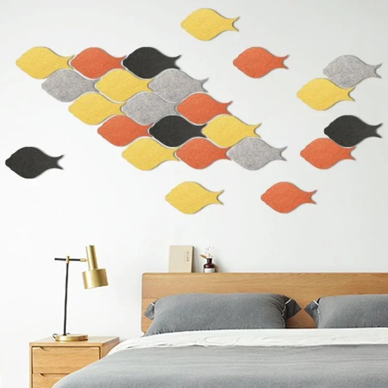 Colorful Fish Shape 3D Felt Wall Stickers Room Decoration Sofa TV Background Bedroom Decor Shool Office Festival Photos Display