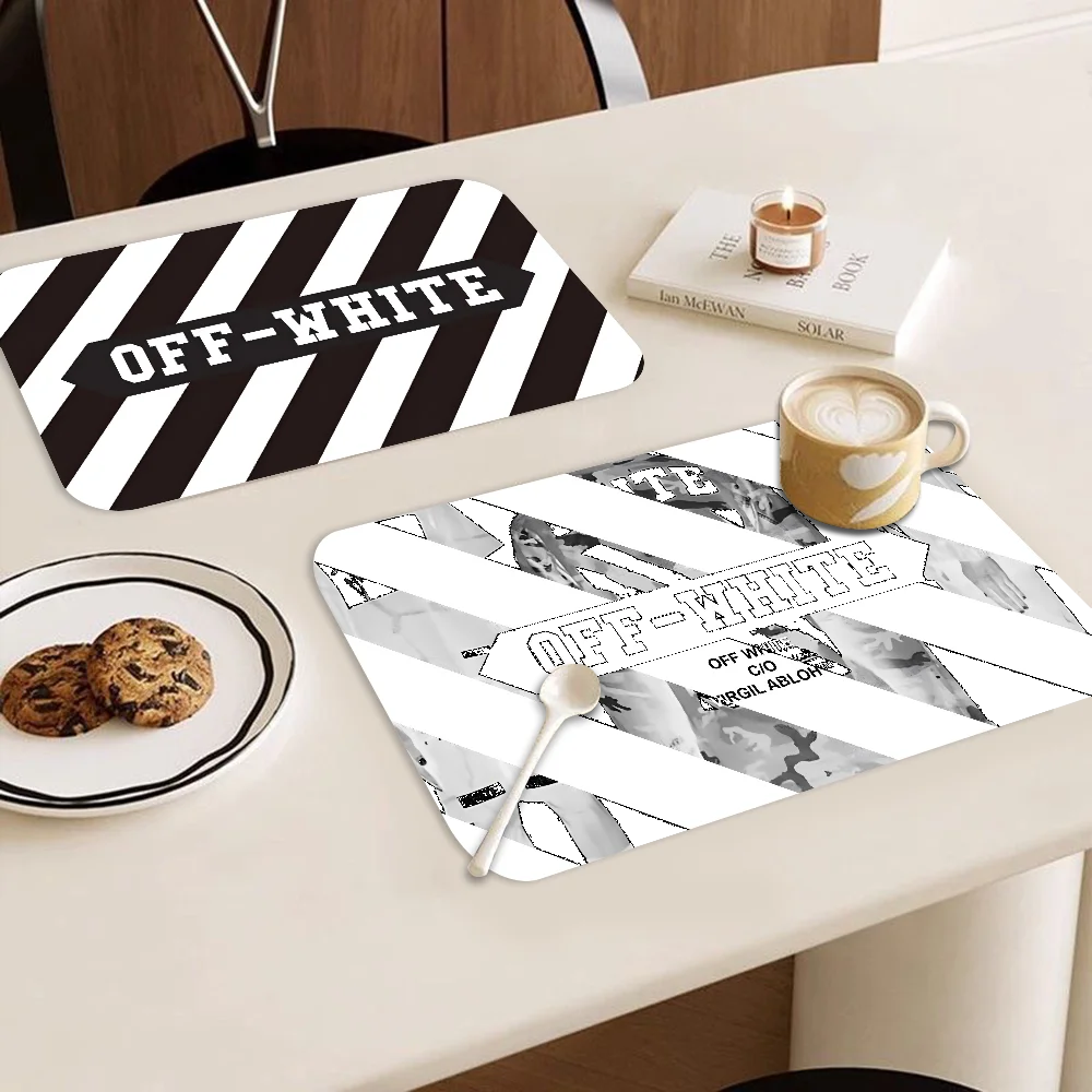 O-Off-White Kitchen Draining Mat Tableware Pad Coffee Dish Drying Mat Placemat Bathroom Kitchen Drain Pad