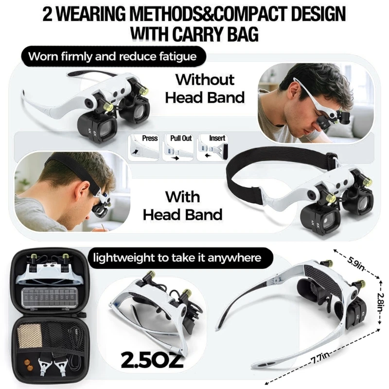 Lightweight Head Viewer With Exchangeable Rectangular Viewing factors And Two Setting LED For Hobbyists high quality