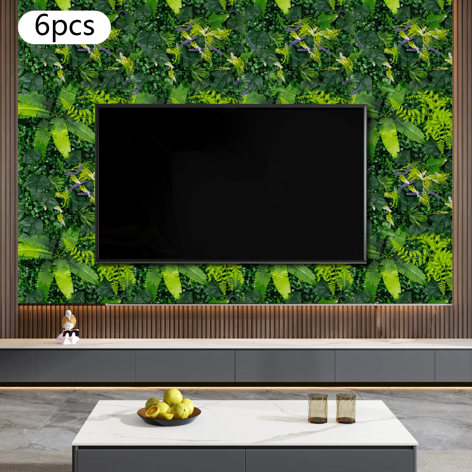 

6 шт. искусственных зеленых панелей для стен, декоративный фон из искусственной травы для домашнего декора, современный зеленый декор для стен, пластиковые панели 60x40 см