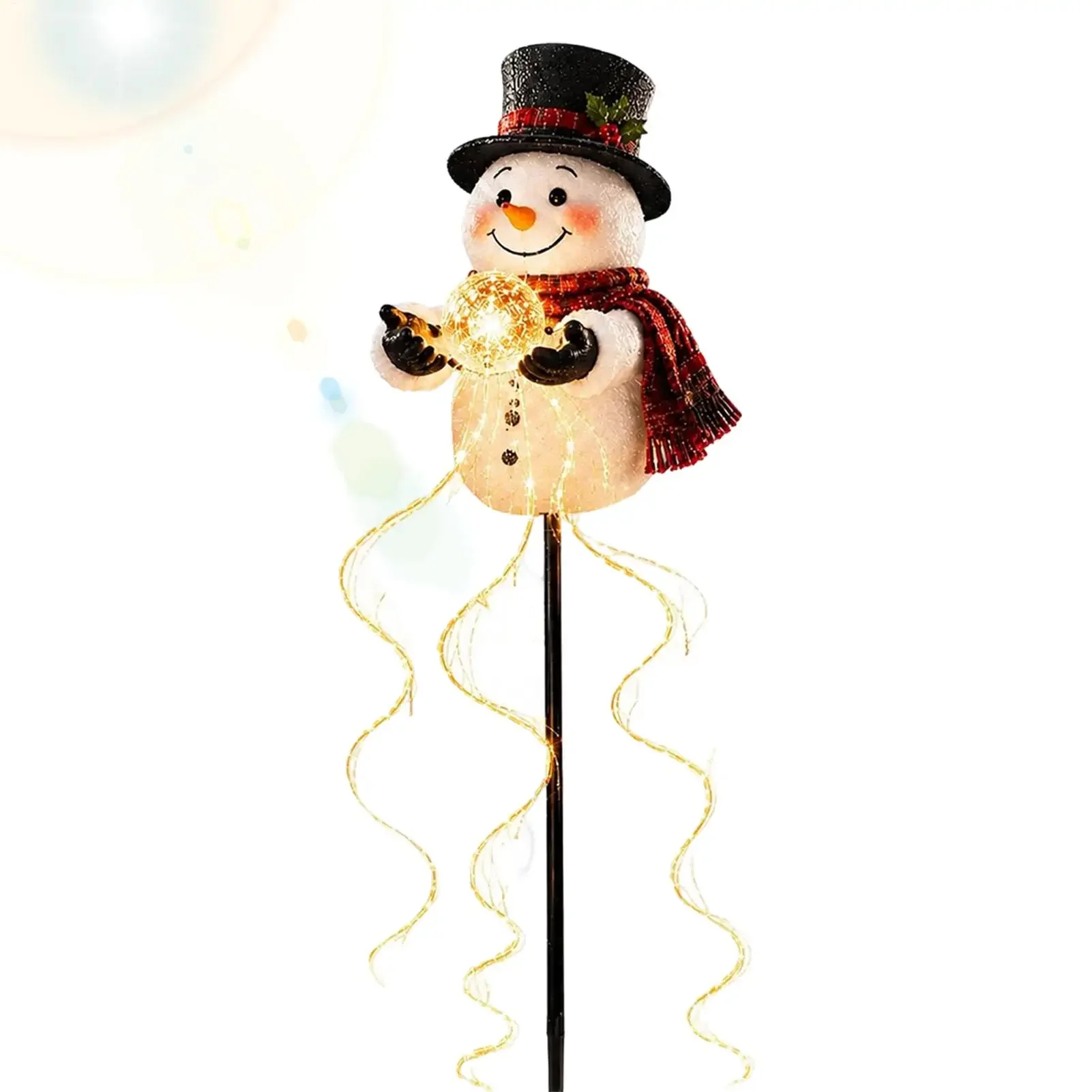 Solar Stake Lights Outdoor Waterproof Snowman Shape Fountain Lamp Solar Pathway Lights With Flowing Snowflake For Yard Lawn