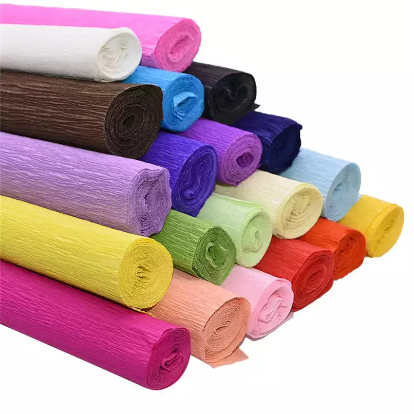 250*25cm Colored Crepe Paper Roll Origami Crinkled Crepe Paper Craft DIY Flowers Decoration Gift Wrapping Paper Craft