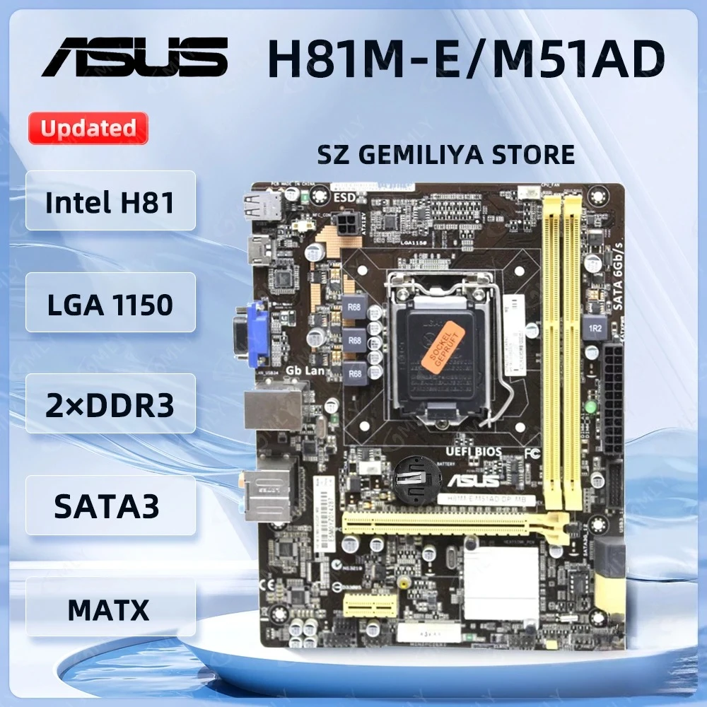 ASUS H81M-E Motherboard H81M-E/M51AD/DP_MB LGA 1150 intel H81 support Core i3-4130 i3-4350 i5-4570 i5-4590 i7-4770 cpu Micro ATX