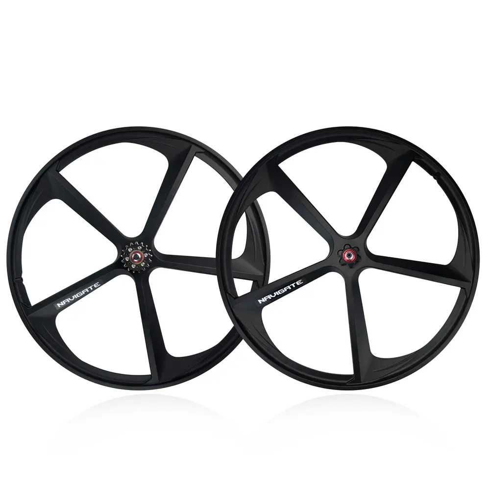 

MAGICBROS Bicycle Wheel 700C V Brake Magnesium Alloy 5 Spokes Single Speed Wheel Fixie Track Bike Front Rear Fixed Gear Wheelset