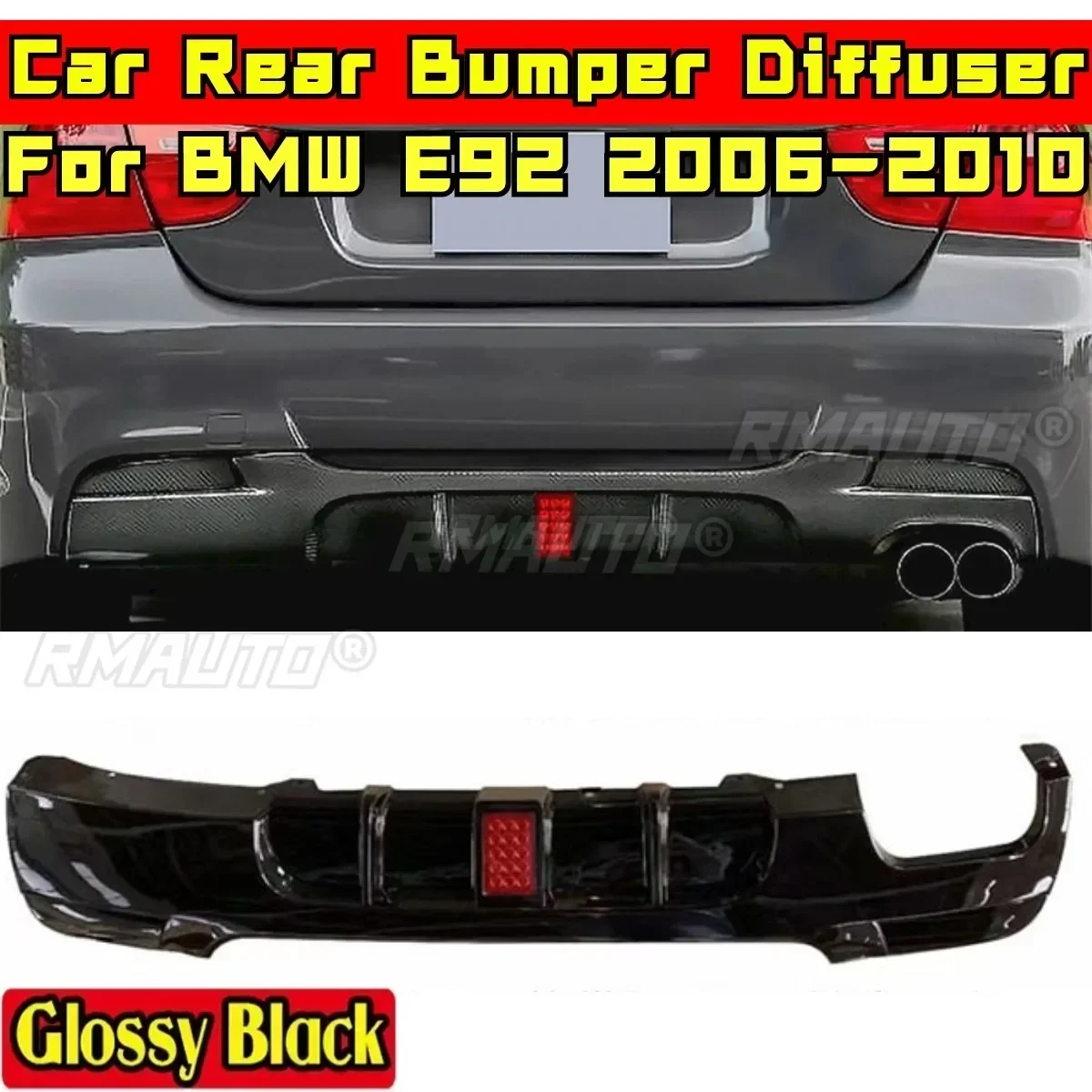 

For BMW E92 2006-2010 Body Kit BMW E92 Car Rear Bumper Guard Glossy Black With Lamp MP Style Splitter Guard Car Accessories