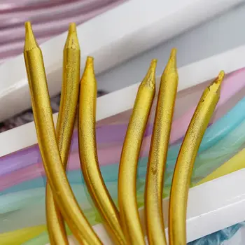 6支生日弧形蠟燭,彩色金色銀色蛋糕蠟燭,細長蠟燭,用於蛋糕裝飾 10 最佳銷售 金色蠟燭 - №10