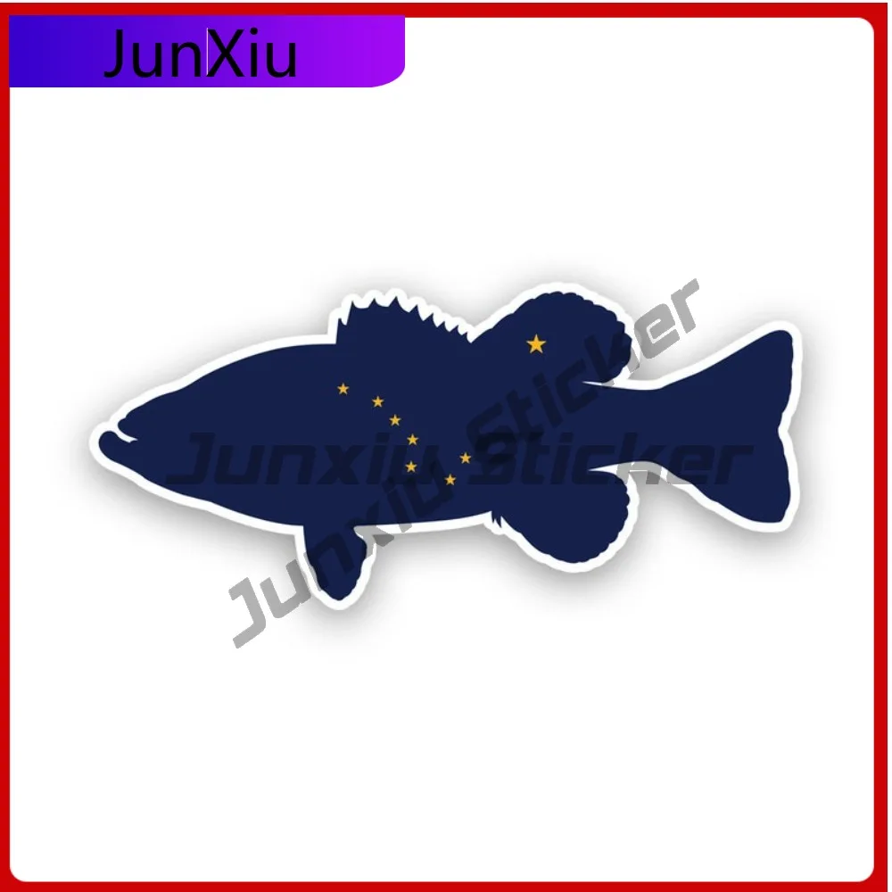 

Stylish Anime Alaska Bass Flag Sticker Uv Protected Decalslargemouth Sport Cartoon Fish Angler Perching Perch Ak Car Decal