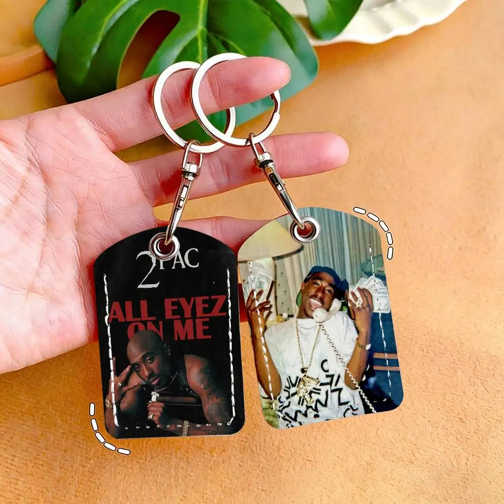 Rapper Tupac Shakur 2PAC Card Holder Keychain Key Ring Door Lock Access Protective Case For Security Gift
