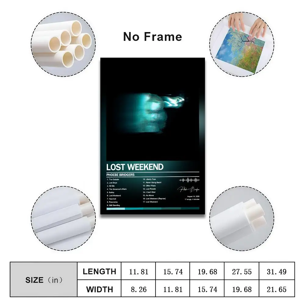 Poster Peelable Self-Adhesive Album Cover Poster Stickers, Frameless Wall Art for Singer Band Pop Rap Bedroom Phoebe B-Bridgers
