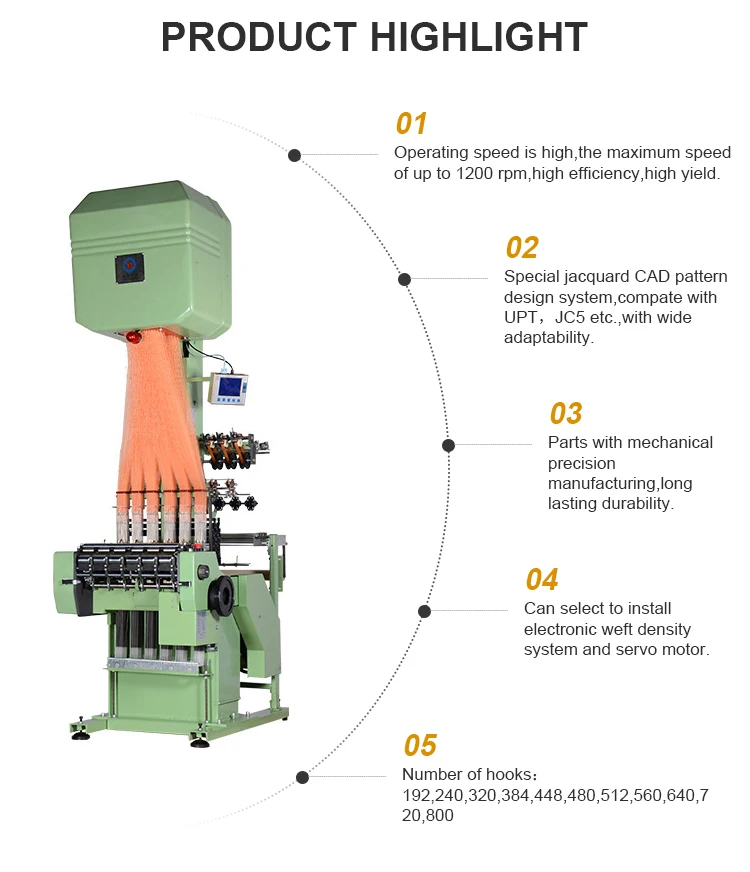 Narrow Fabric Computerized Jacquard Loom Woven Clothing Label Machine Jacquard Loom Webbing Straps Elastic  Making Machine