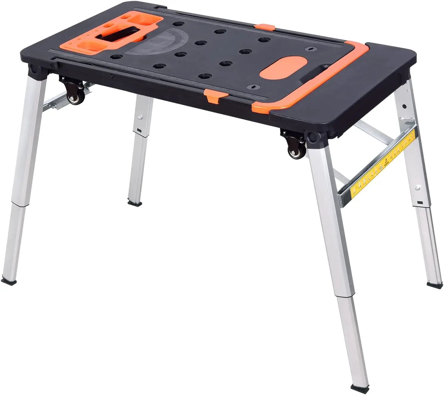 LEADALLWAY 7-in-1 Folding Portable Workbench Painted Work Table as Workbench, Scaffold,Platform,Sawhorse,Car Creeper