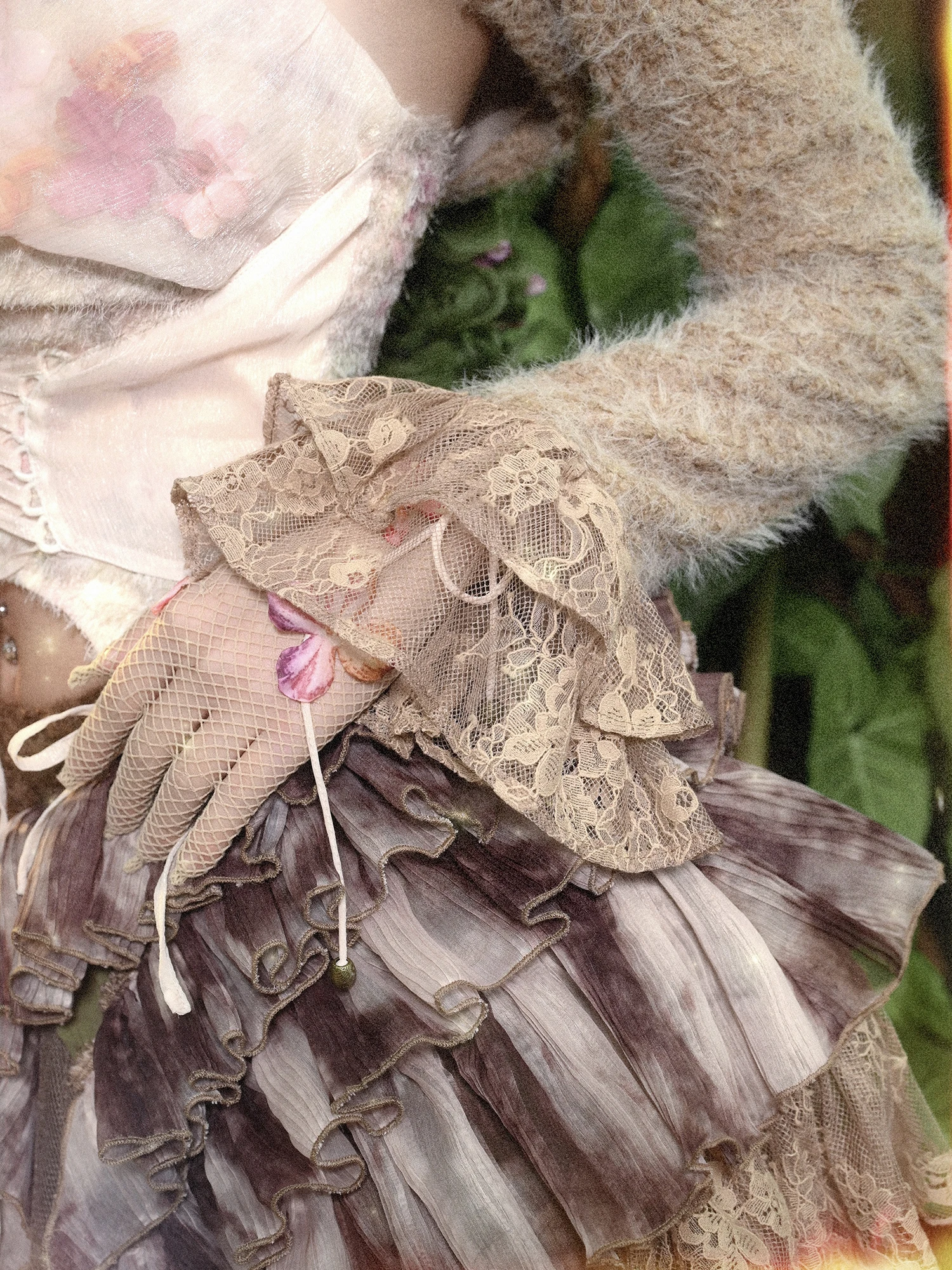 Original Punk Plush Thickened Tank Top Women's Short Cardigan Jacket Women's Elegant Neck Tops 3D Flower Skirt Set Spring 2025