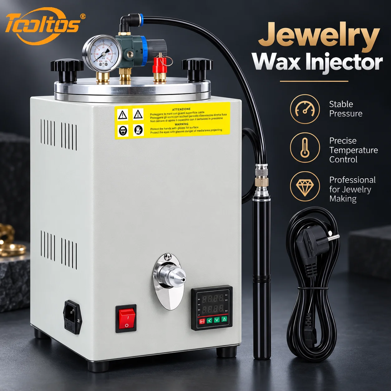 TOOLTOS 350W Digital Jewelry Wax Injection Machine Manual Air Pump Wax Injector for Lost Wax Casting 110V 220V