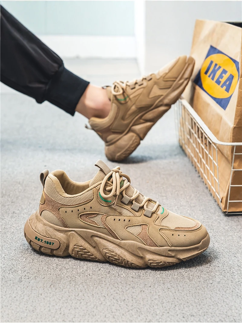 Men's Retro Trendy Thick Bottom Sports Shoes Casual Wear-Resistant All-Match Autumn Winter New Style Durable Mesh Upgraded Da...