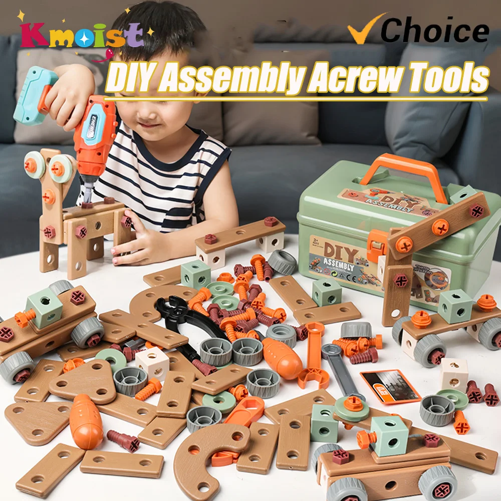 Electrician Screwdriver Toy Mechanic Tool Box Suitcase Tool Set Plastic Electric Drill Screw Nut Assembly Educational Kids Toys