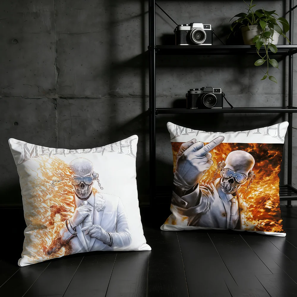 Rock Band M-Megadeth 2026 Cushion Cover Birthday Anniversary Gifts Double Sided Printed Zipper Cushion Cover Soft Skin Bedding
