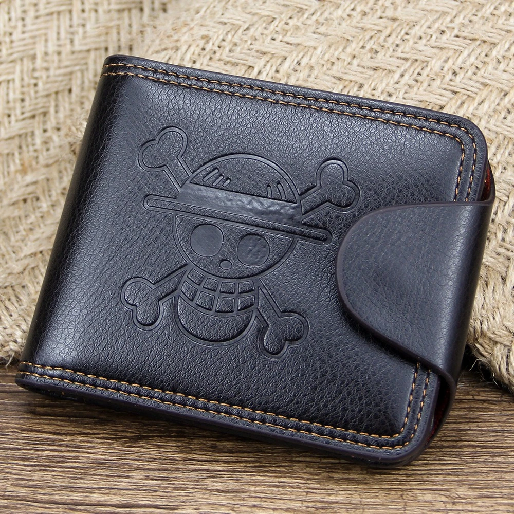 Cartera de una pieza de Anime Luffy sombrero de paja pirata cartera corta para hombre multifuncional ranura para múltiples tarjetas cartera cubierta regalo