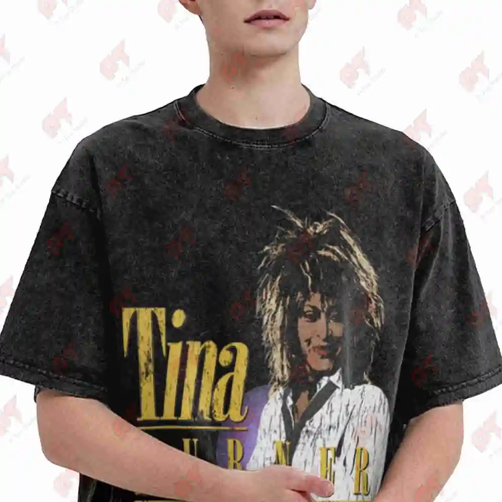 Tina Vintage Music Legend Retro Vintage Washed Tee Pure Cotton T-Shirt