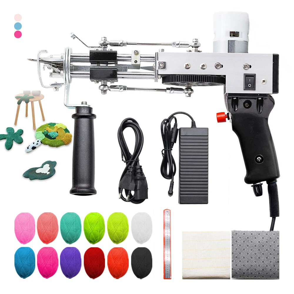 Tufting Gun Rug Making Kit with Carpet Trimmer, Digital Display Beginner Kit, Rug Gun Cut Pile Loop Pile for Making Rugs