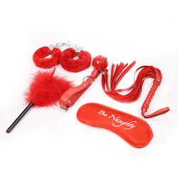 Adult SM Fun Direct Leather Five Piece Set handcuffs, eye masks, feathers, eye masks, mouth balls.