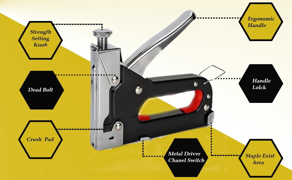 Heavy Duty 3-in-1 Staple Gun with 1000 Staples Adjustable Force Wall Stapler Quick Jam Release Anti-Slip Upholstery