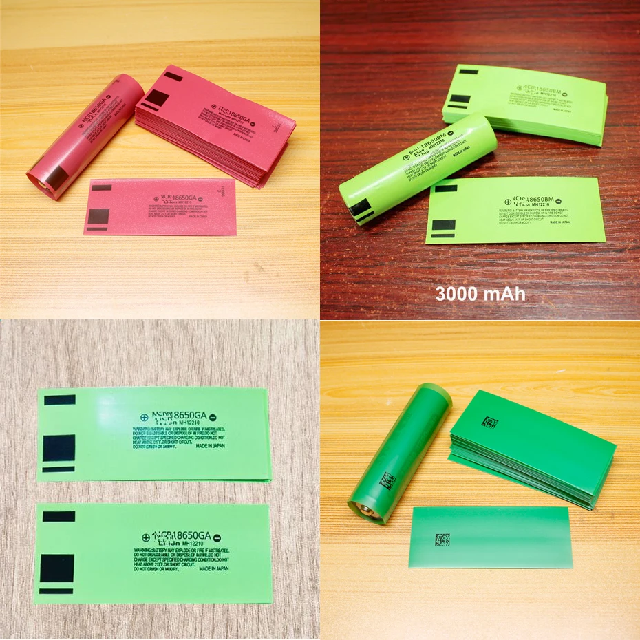 100pcs/lot 18650 lithium battery packaging skin PVC heat shrinkable sleeve battery packaging tube insulation shrink film