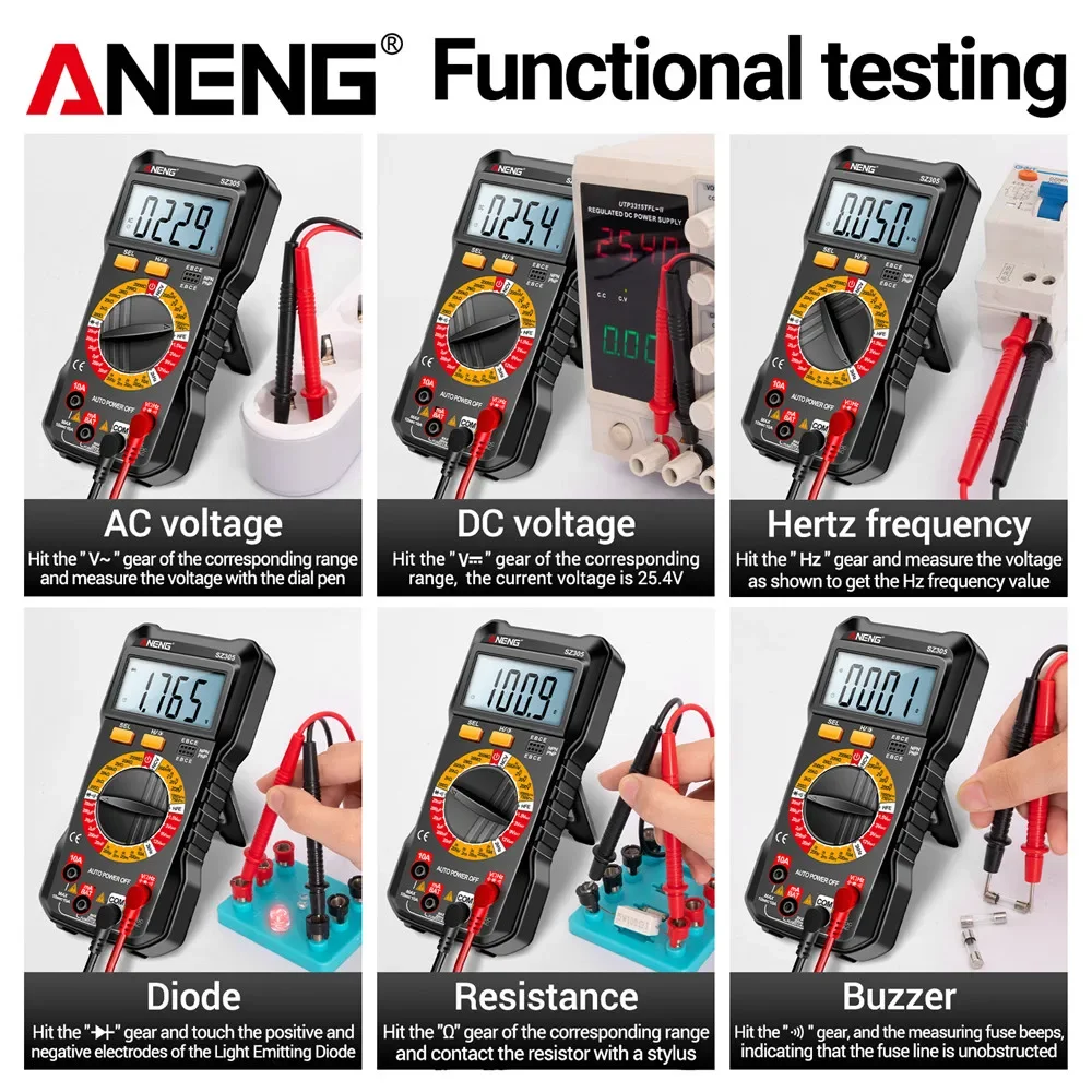 ANENG SZ305 1999 Counts Multimeter Capacitor Testers Professional Smart Voltmeter AC/DC Votage Current Resistance Ohm Test Tools