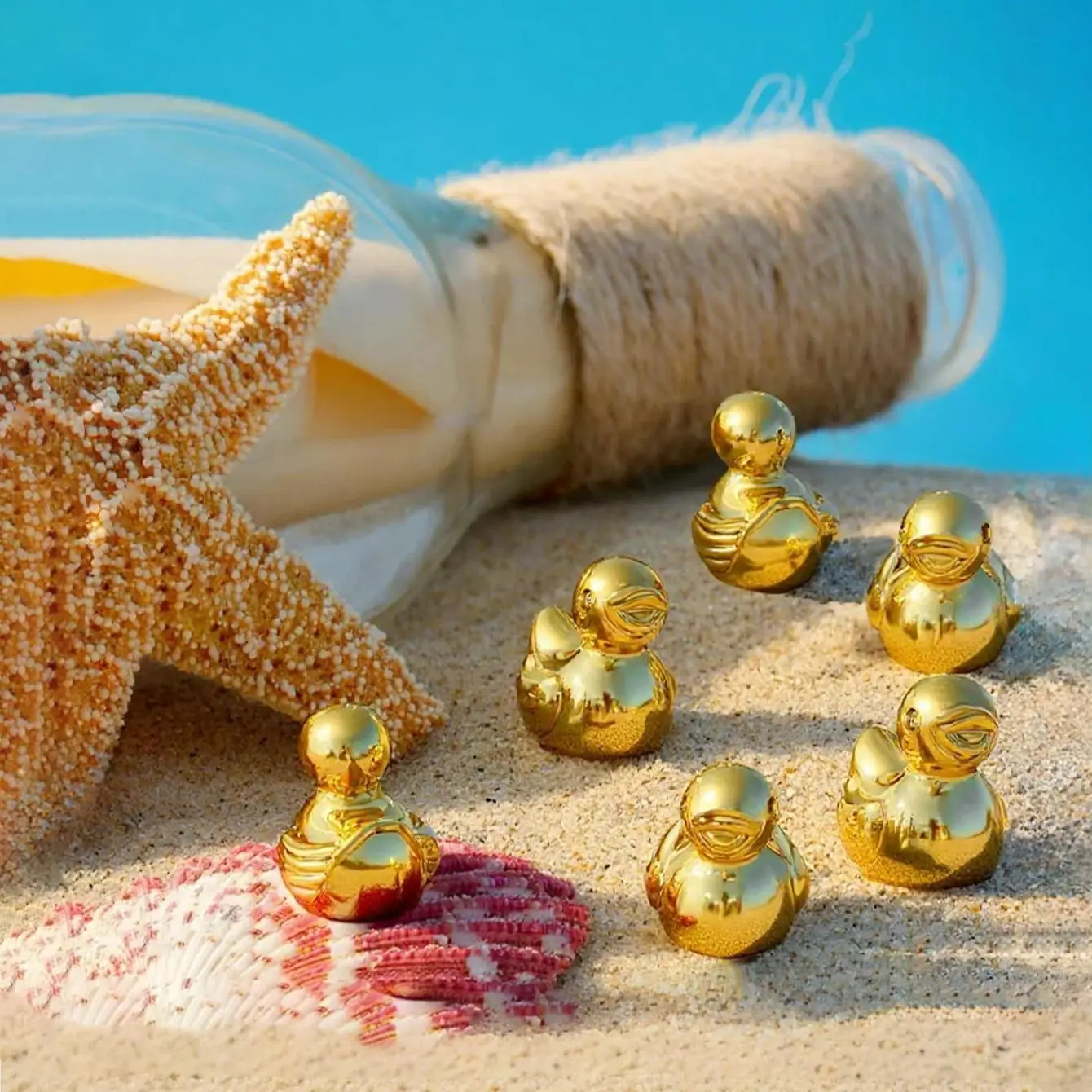 10-100PCS Mini Golden Color Duck Figurines,Tiny Resin Animal Miniatures for DIY Craft Landscape Home Potted Plants Decoration