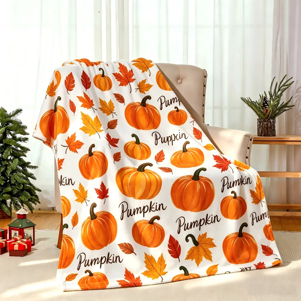 1pc Pumpkin Leaves Ghost Black cats Blanket Gifts Halloween X-mas Flannel Blankets Women Men Festival Decoration Four Season Use