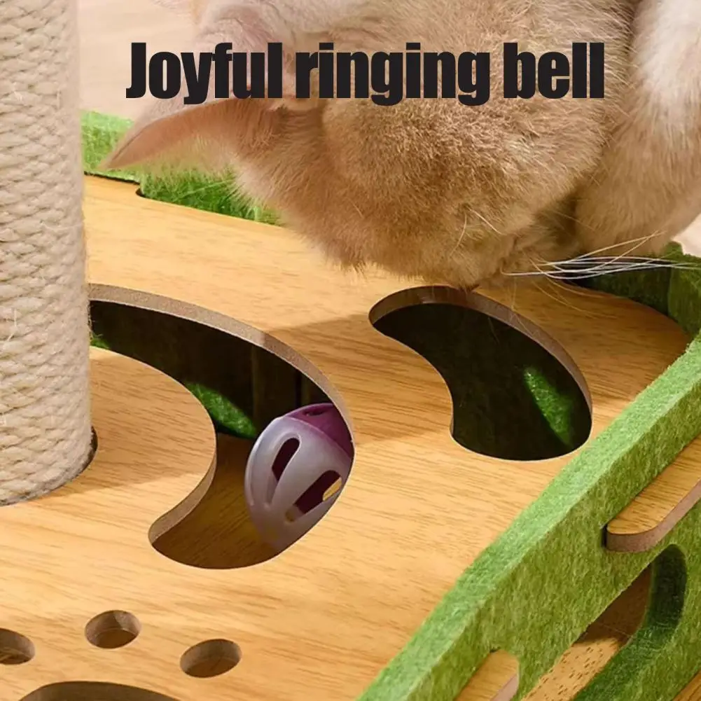 Cat Enrichment Toy Cat Nail File Box Cat Scratch Enrichment Box with Nail File Puzzle Toy for Indoor Cats Bell Balls Scratcher