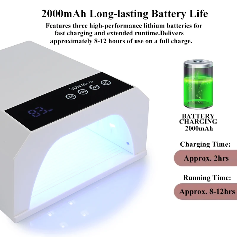 Lampada per unghie UV ricaricabile a LED Lampada per lucidatura professionale per unghie 42LED Asciugatrice rapida per unghie per strumento per salone di bellezza per polimerizzazione del gel per unghie